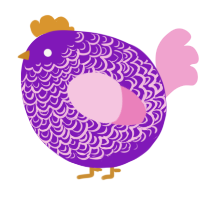 A violet and pink chicken with a double-lace pattern