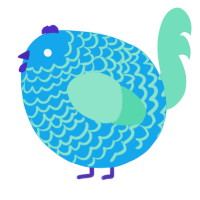 A sky and mint chicken with a lace pattern