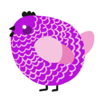 A amethyst and pink chicken with a lace pattern