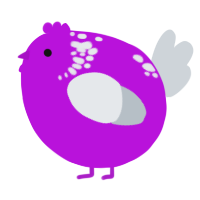 A amethyst and mist chicken with a neck-speckle pattern