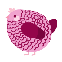 A pink and maroon chicken with a lace pattern