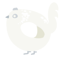 A white chicken with a neck-speckle pattern
