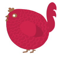 A crimson chicken with a lace pattern