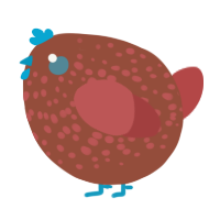 A russet and red chicken with a speckle pattern