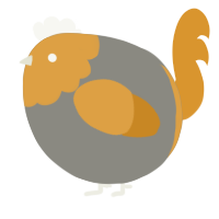 A ash and orange chicken with a head pattern