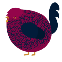 A maroon and tumblr chicken with a double-lace pattern