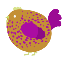 A gold and plum chicken with a speckle pattern