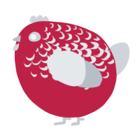 A crimson and mist chicken with a half-lace pattern
