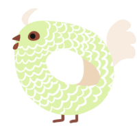 A apple and cream chicken with a lace pattern