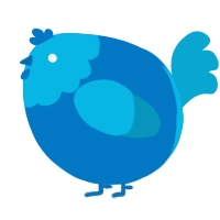A sapphire and cerulean chicken with a head pattern