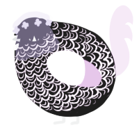 A sable and lavender chicken with a double-lace pattern