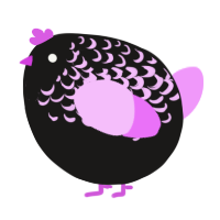 A sable and lavender chicken with a half-lace pattern