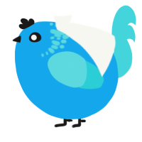 A sky and aqua chicken with a neck-speckle pattern