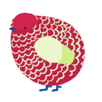 A crimson and apple chicken with a lace pattern