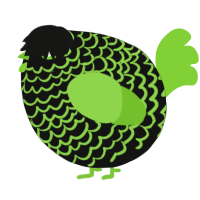 A black and grass chicken with a lace pattern