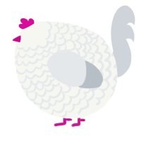 A white and mist chicken with a lace pattern
