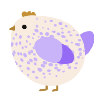 A cream and lilac chicken with a speckle pattern
