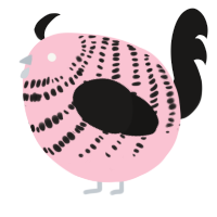 A rose and sable chicken with a bar pattern