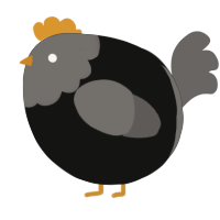 A black and grey chicken with a head pattern