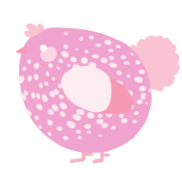 A pink and rose chicken with a speckle pattern