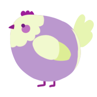 A lilac and apple chicken with a head pattern