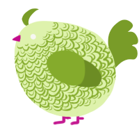 A apple and chartreuse chicken with a double-lace pattern