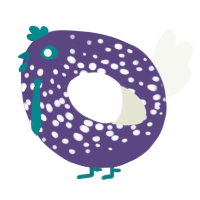 A overcast and white chicken with a speckle pattern