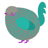 A ash and turquoise chicken with a lace pattern