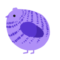 A lilac and indigo chicken with a bar pattern