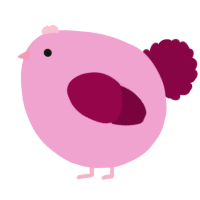 A pink and maroon chicken
