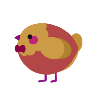 A red and gold chicken with a head pattern