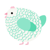 A white and mint chicken with a lace pattern