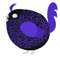 A black and indigo chicken with a double-lace pattern