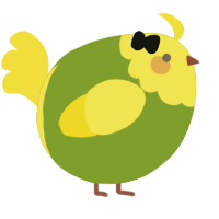 A chartreuse and yellow chicken with a head pattern