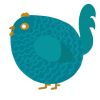 A sea and teal chicken with a lace pattern