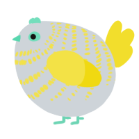 A mist and yellow chicken with a bar pattern