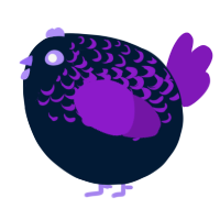 A tumblr and violet chicken with a half-lace pattern
