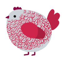 A mist and crimson chicken with a double-lace pattern