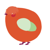A vermilion and gluppy chicken