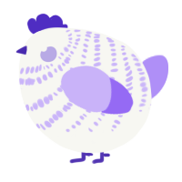 A white and lilac chicken with a bar pattern