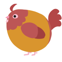 A orange and red chicken with a head pattern