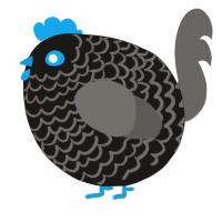 A sable and grey chicken with a lace pattern