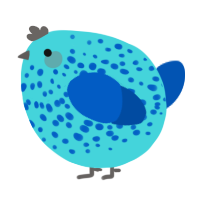 A aqua and ultramarine chicken with a speckle pattern