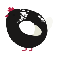 A sable and white chicken with a neck-speckle pattern