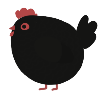 A black chicken with a lace pattern