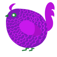 A violet and amethyst chicken with a lace pattern