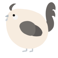 A cream and grey chicken