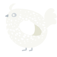 A white chicken with a speckle pattern