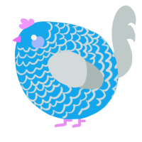 A sky and silver chicken with a lace pattern
