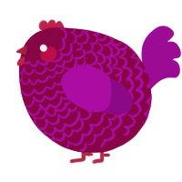 A maroon and plum chicken with a lace pattern